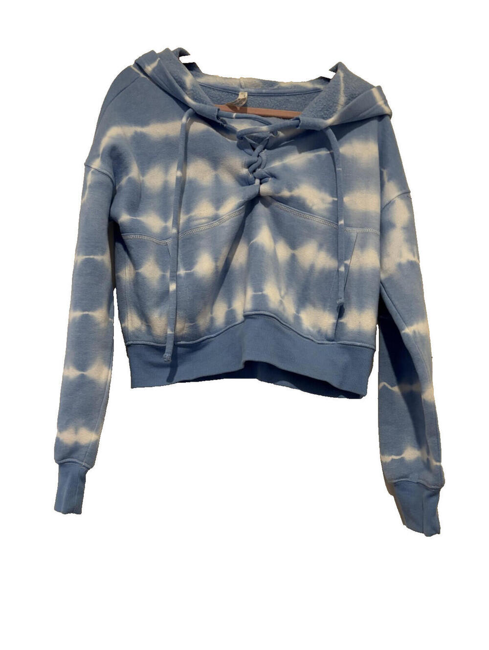 Free People Movement oversized XS blue and white hoodie laced‎ front B